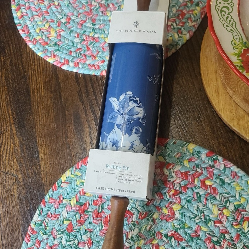 The Pioneer Woman Navy Floral Rolling Pin